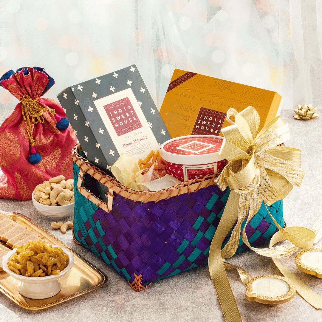 Diwali Sweets Basket Hamper – Traditional Indian Sweets Gift