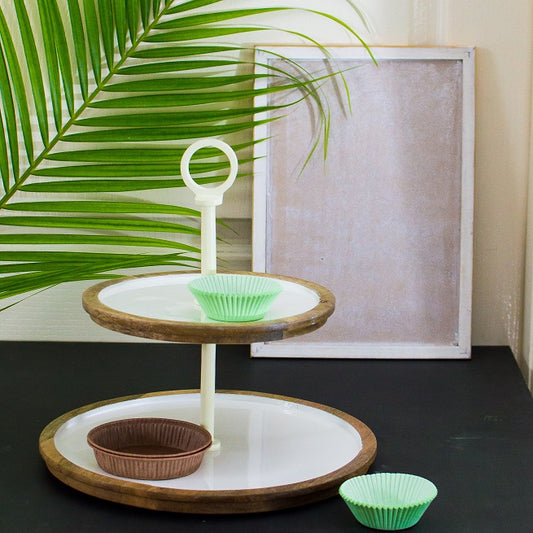 Split it Up - 2 TIER - WHITE AND WOOD