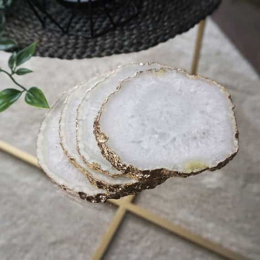 set of white agate coasters