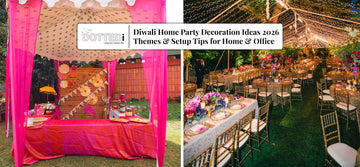 Diwali home party decoration ideas with festive pink decor and lights