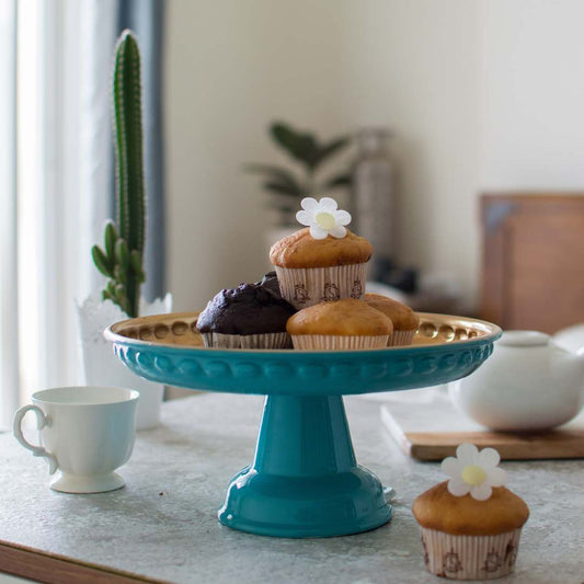 Footed Sky Blue Cake Stand