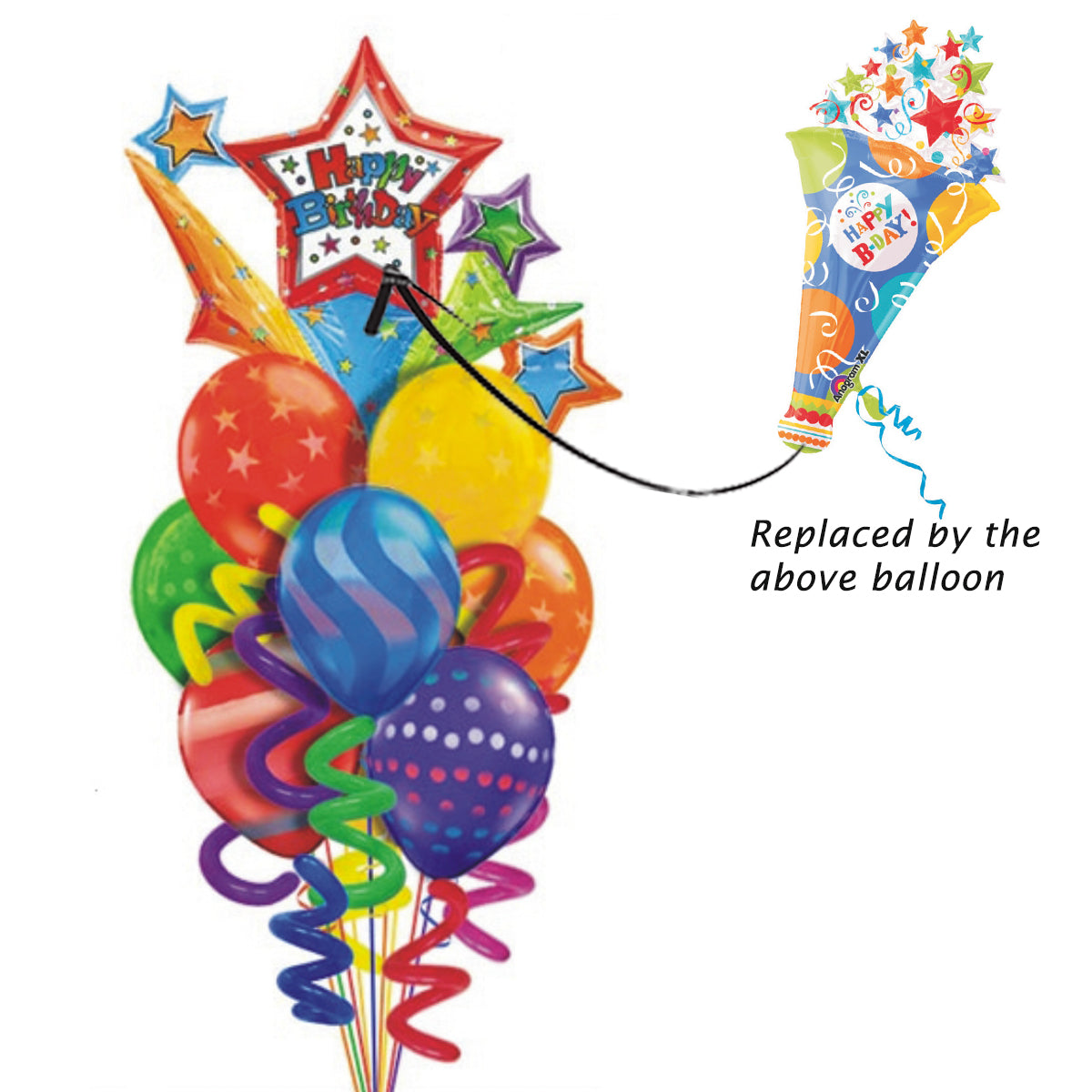 Birthday Fever Horn - 40 inches Balloon Bouquet