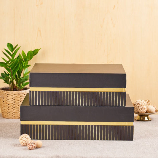 Pinstripe Rectangular Black Gift Box Set