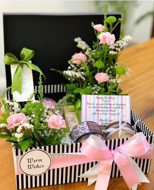 Stripe Box Floral Gift Hamper