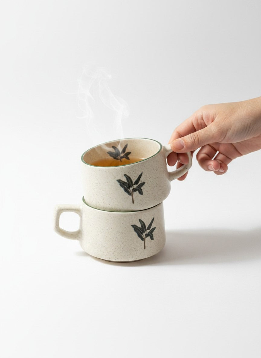 Tea Cups in Wooden Box