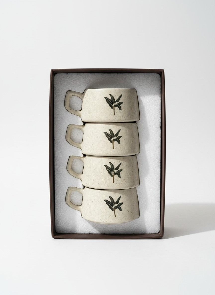 Tea Cups in Wooden Box