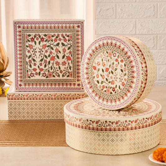 Floral Handcrafted Gold Motif Boxes