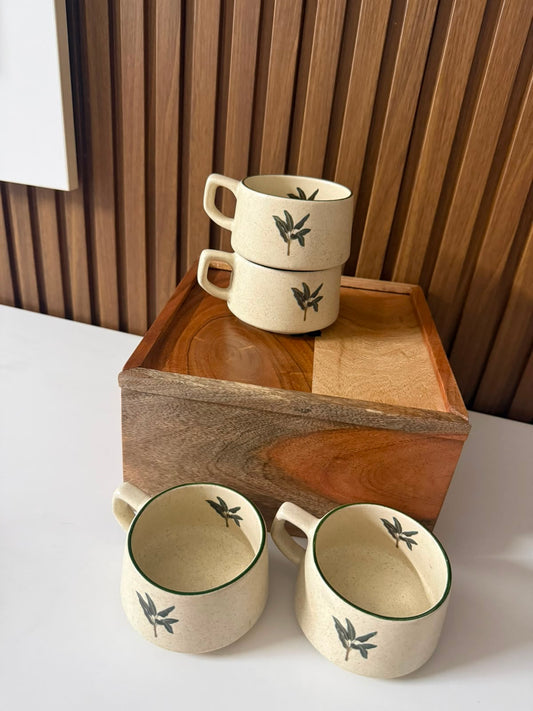 Tea Cups in Wooden Box