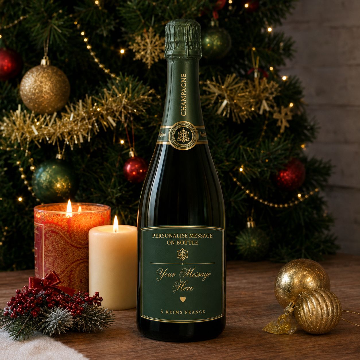 Personalized Champagne Bottle - Festive Gift