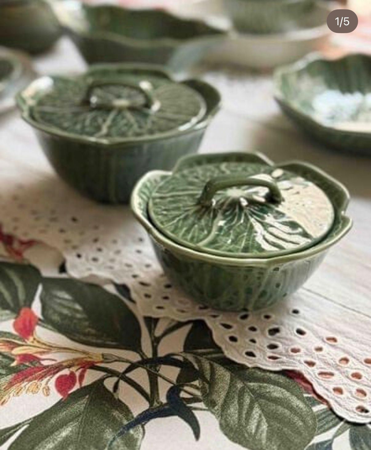 Green ceramic serving bowl for tableware rental