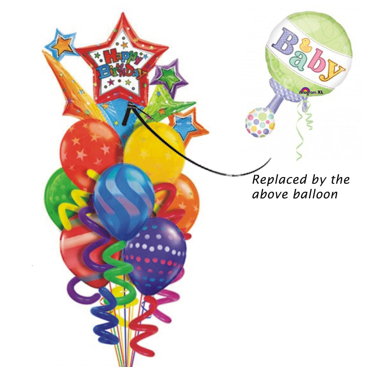 Baby Rattle: Neutral Balloon Bouquet