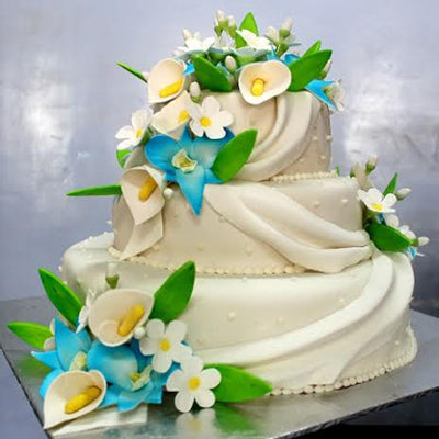 Blue Roman Wedding Cake