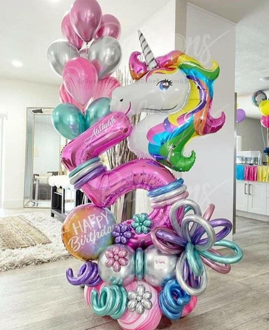 Classic Milestone Balloon Bouquet - Unicorn Theme