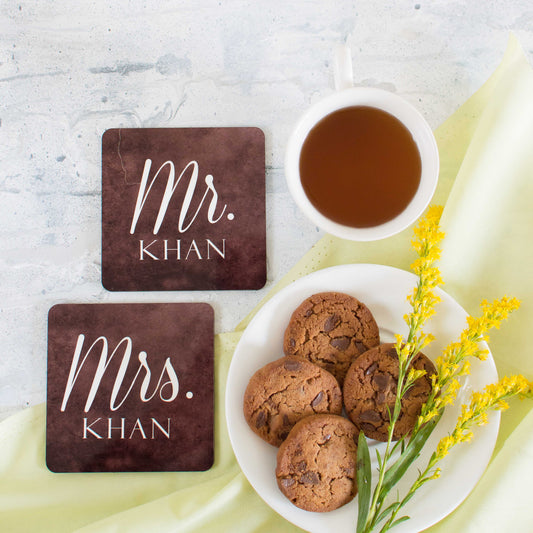Coasters Set of 2 - Mr. and Mrs.