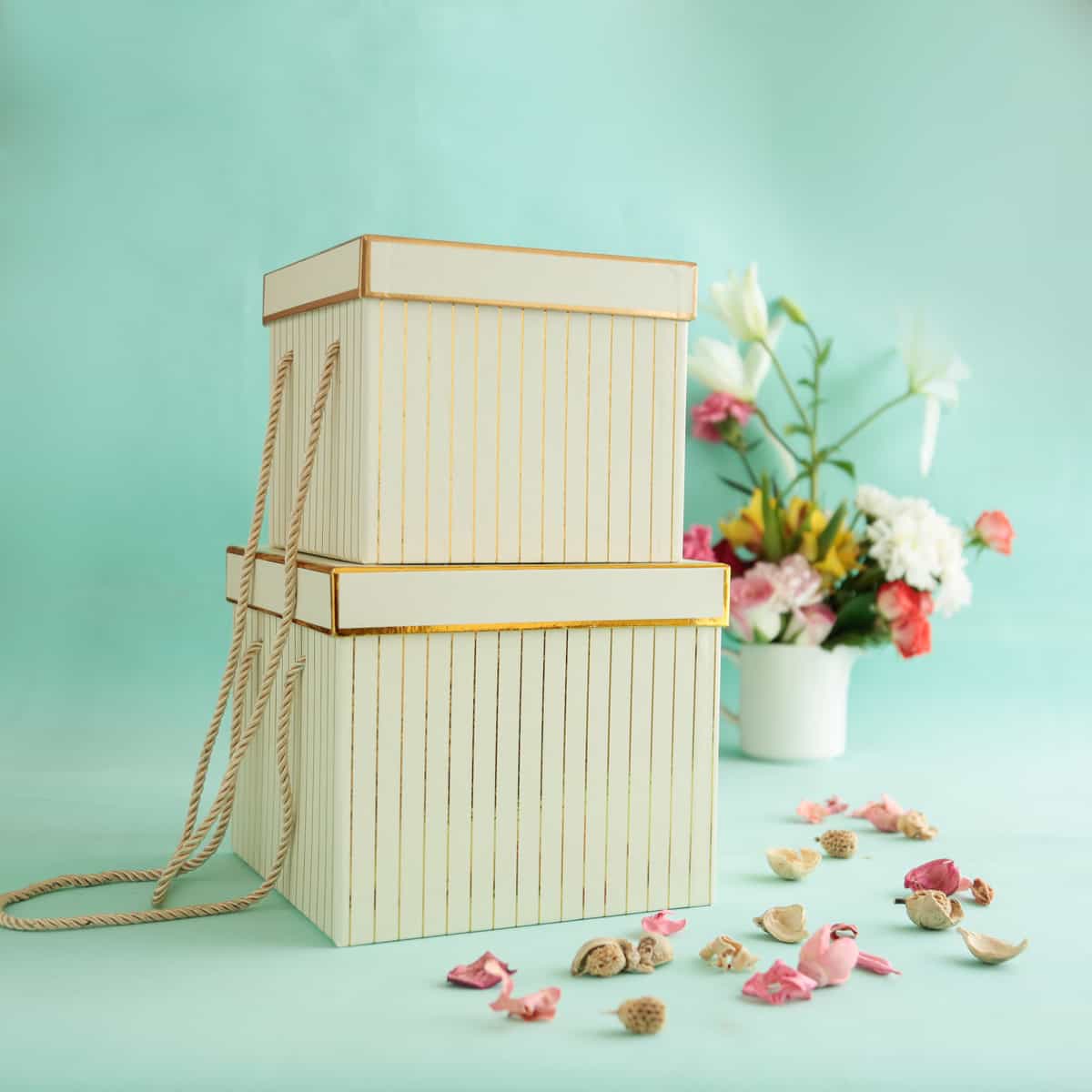 Cream Pinstripe Gift Box