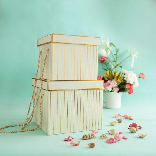 Cream Pinstripe Gift Box