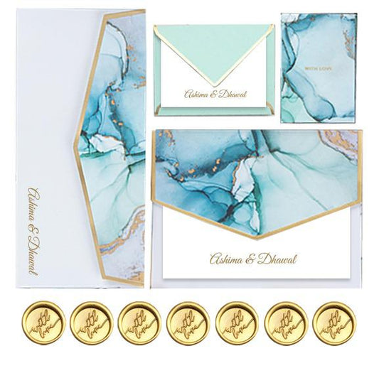 Customized Blue Marble Social Stationery Set