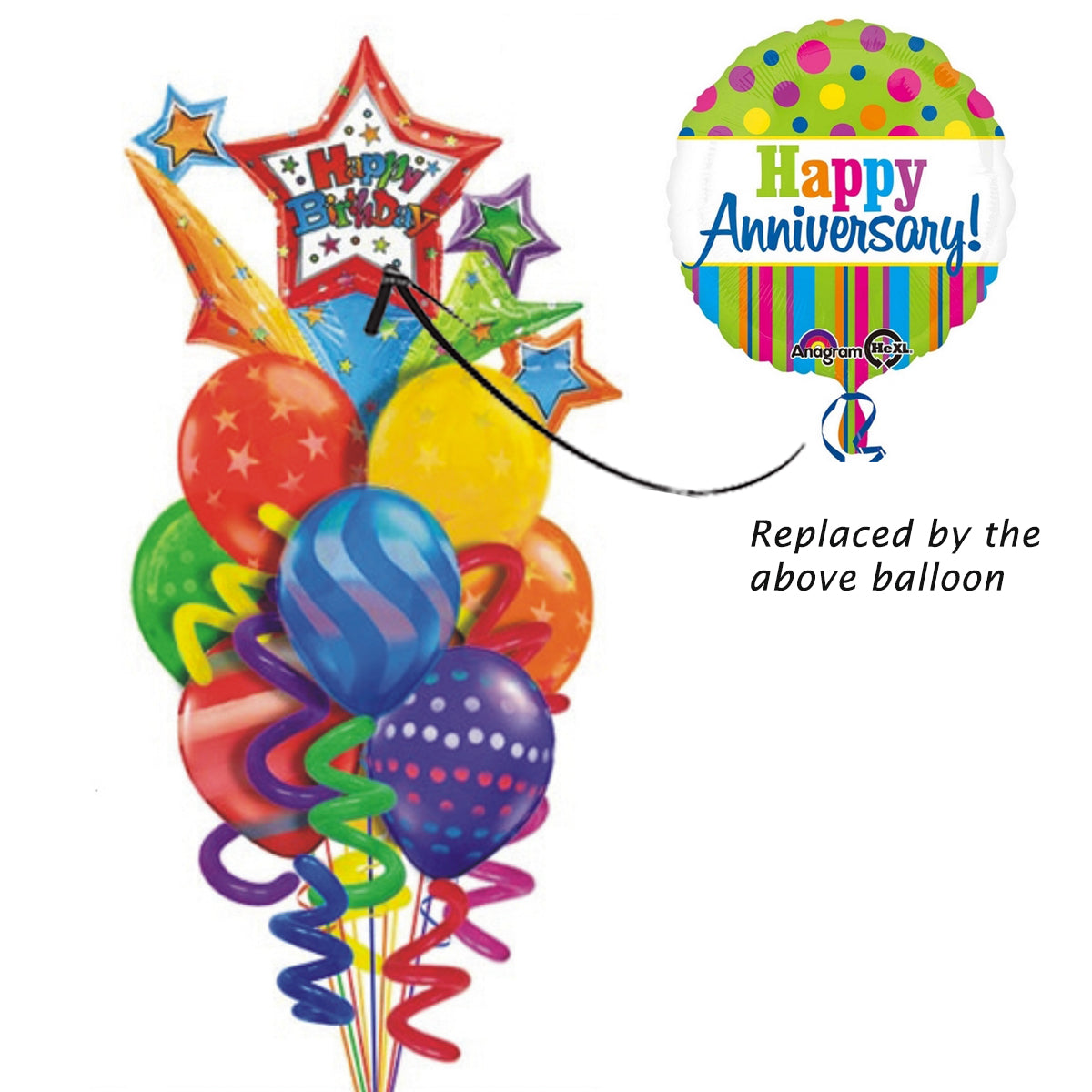 Happy Anniversary Polka Stripe Balloon Bouquet