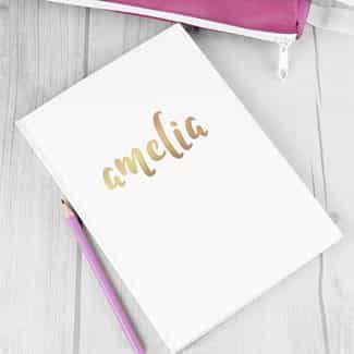 Personalized Notebook Gold Vinyl Name