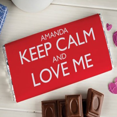 Personalized Chocolate Wrapper : Keep Calm & Love Me