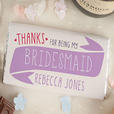 Personalized Chocolate Wrapper: Thanks For Being My Bridesmaid