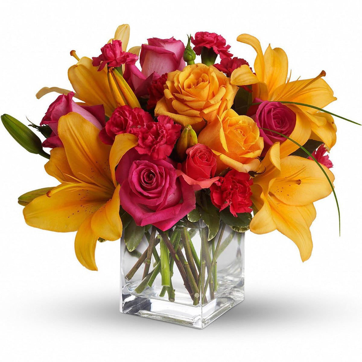 Uniquely Chic - Mixed Flowers In a Glass Vase